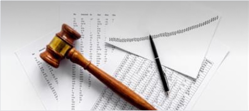 Court Gavel and paper, graphic for climate action